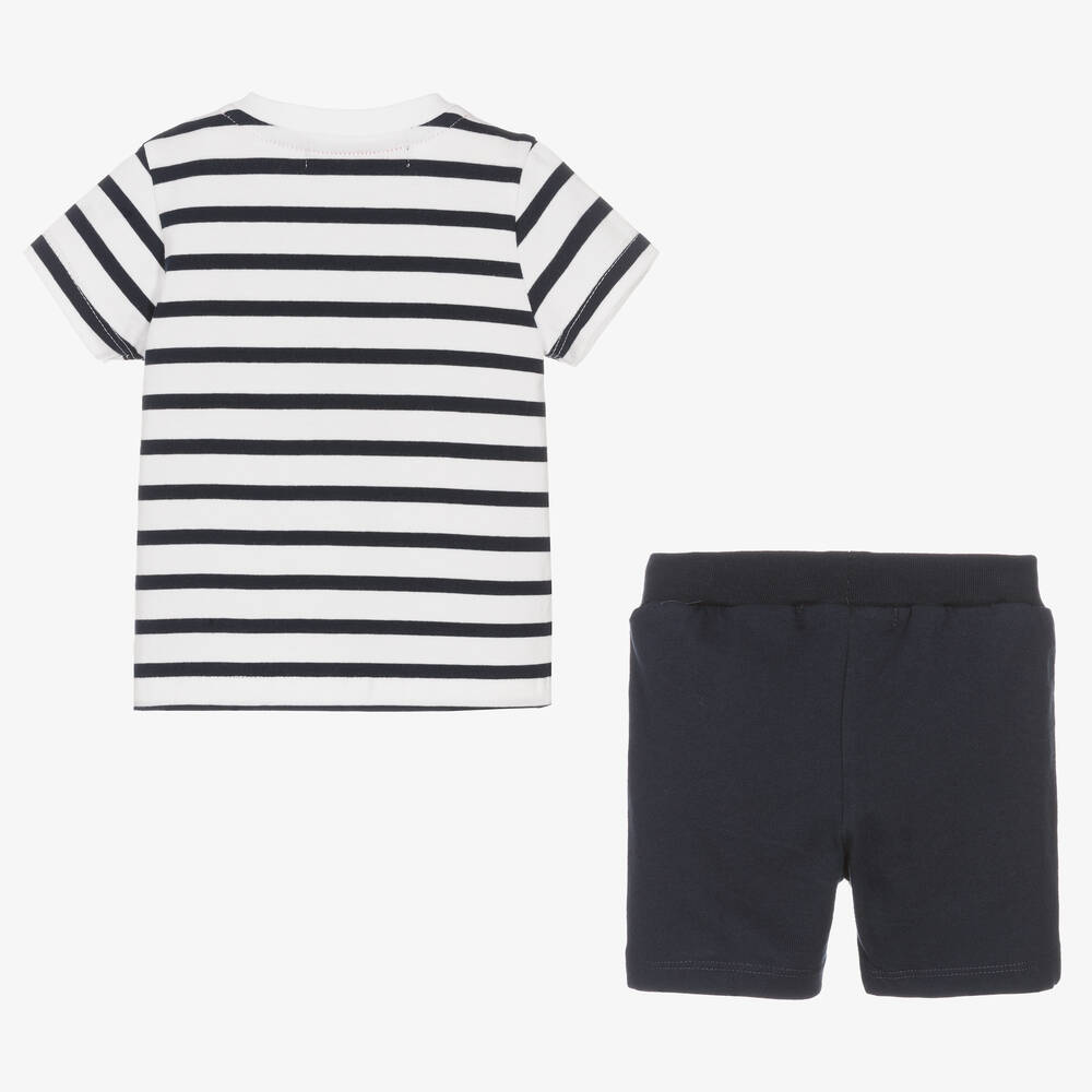 Week-end à la mer-Boys White Breton Stripe Shorts Set | Childrensalon Outlet