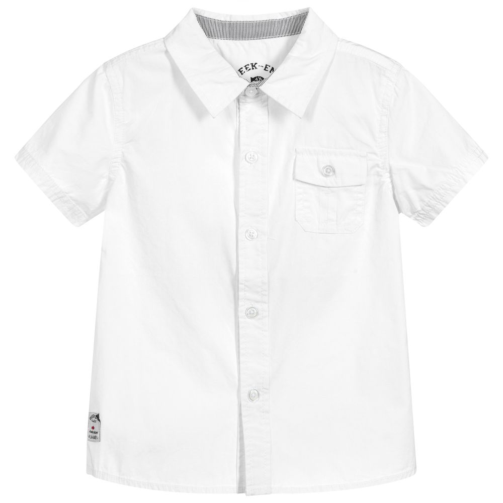 Week-end à la mer - Boys White Cotton Shirt | Childrensalon