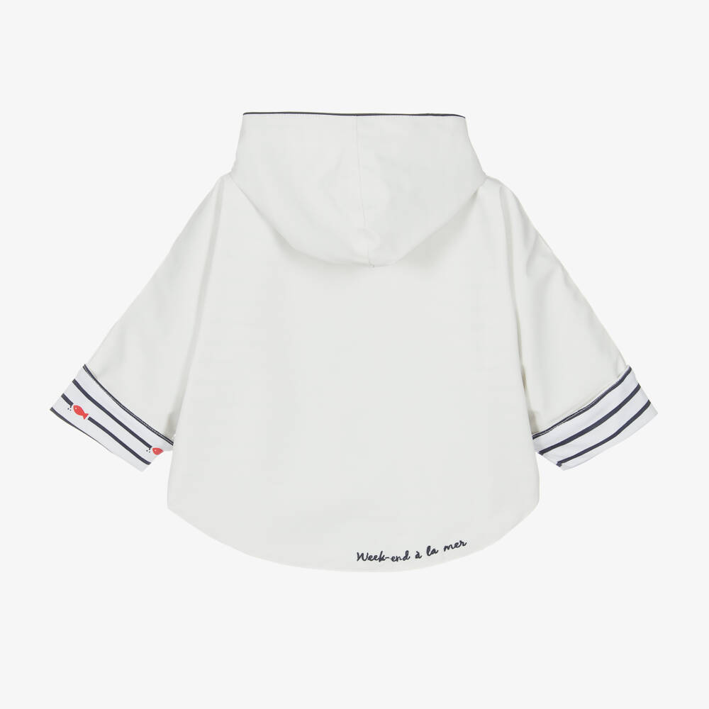 Week-end à la mer-بونشو مطري أبيض للأولاد مع قبعة | Childrensalon Outlet