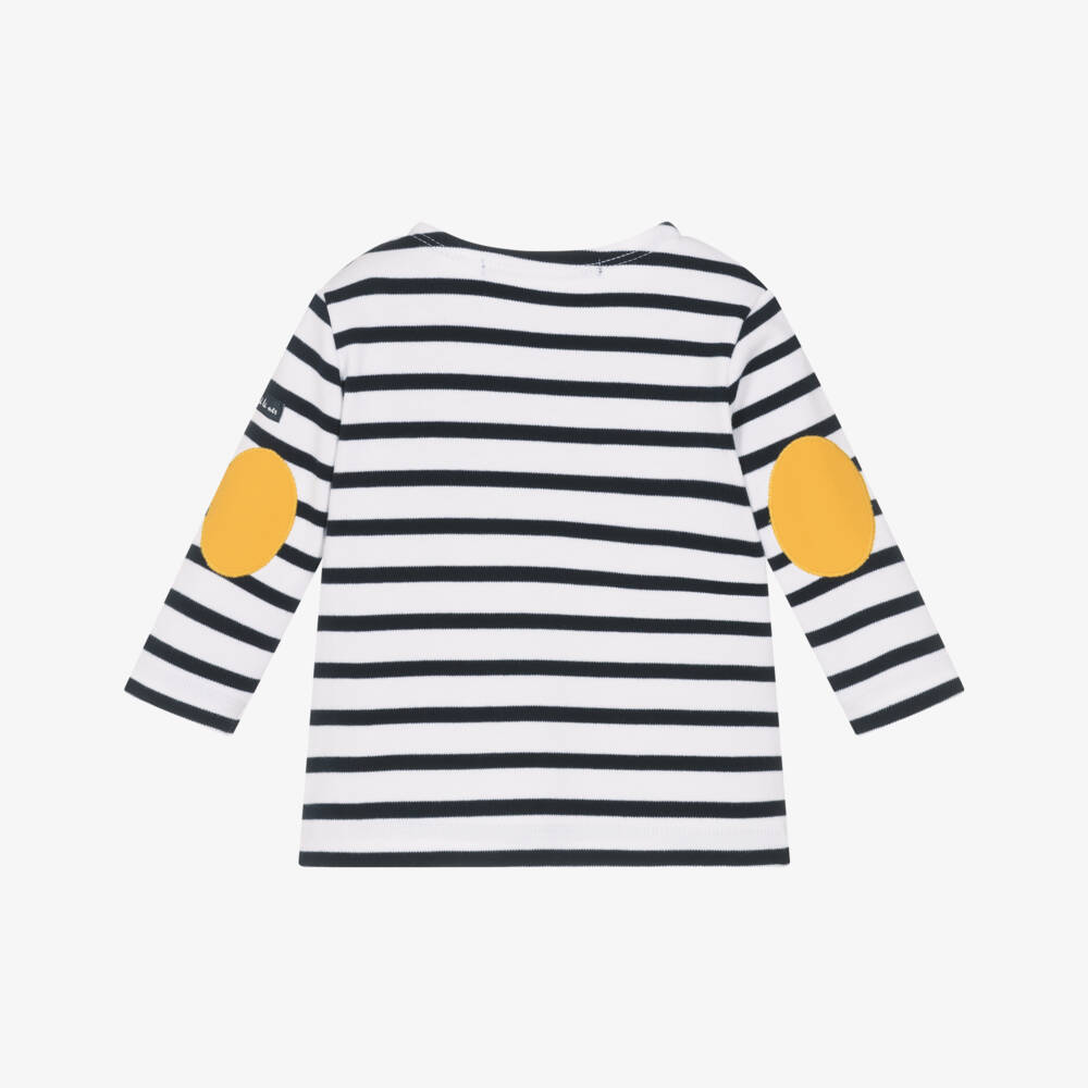 Week-end à la mer-Boys White & Navy Blue Breton Stripe Cotton Top | Childrensalon Outlet