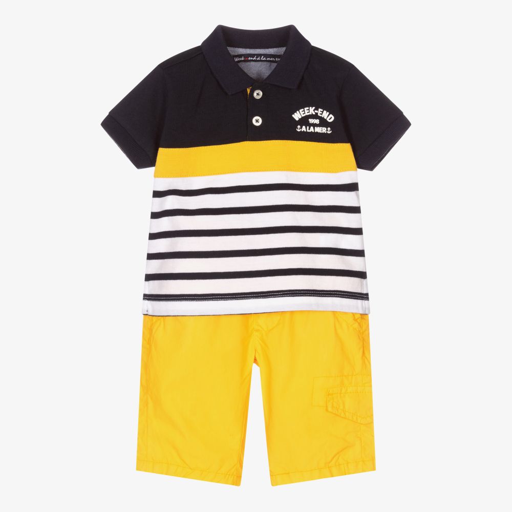 Week-end à la mer - Ens. short jaune/bleu Garçon | Childrensalon