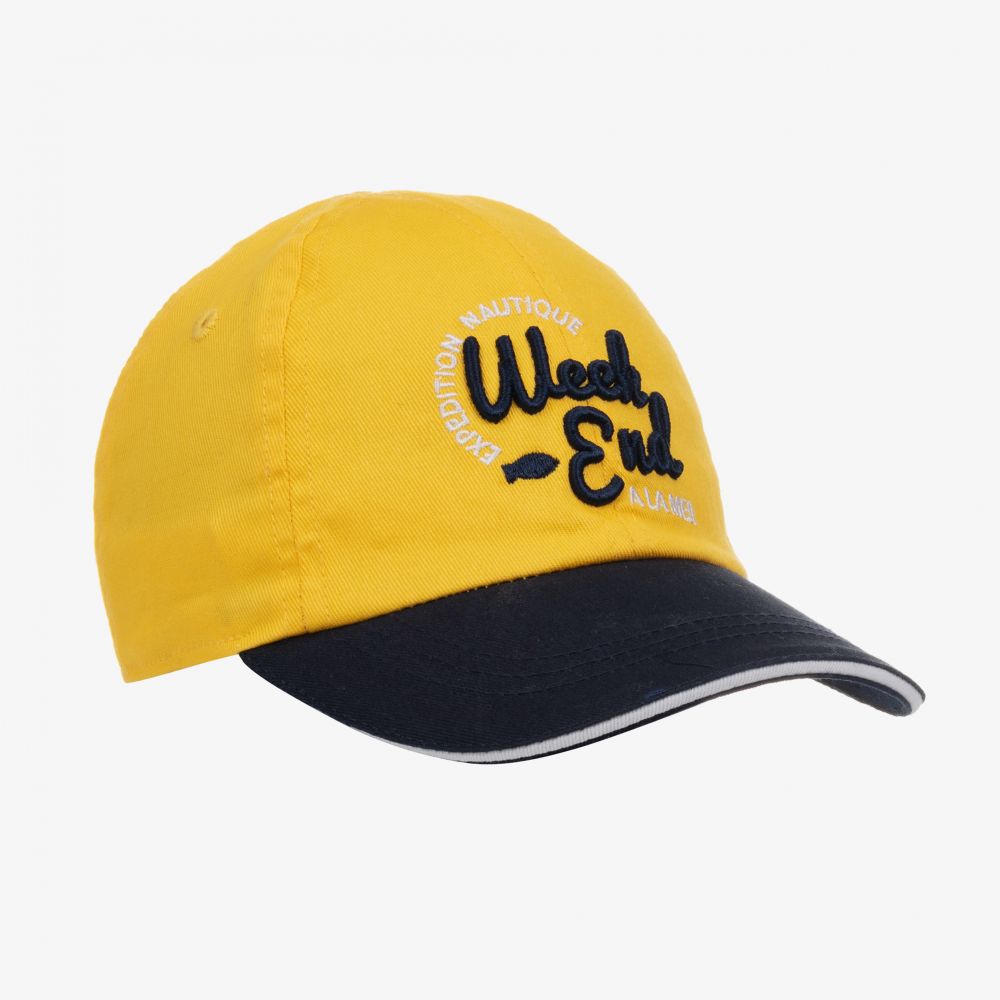 Week-end à la mer - Boys Yellow Cotton Logo Cap  | Childrensalon