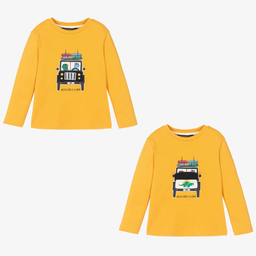 Week-end à la mer - Boys Yellow Cotton Top | Childrensalon