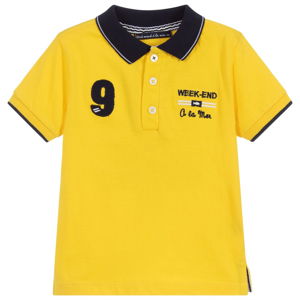 Week-end à la mer - Boys Yellow Jersey Polo Shirt | Childrensalon