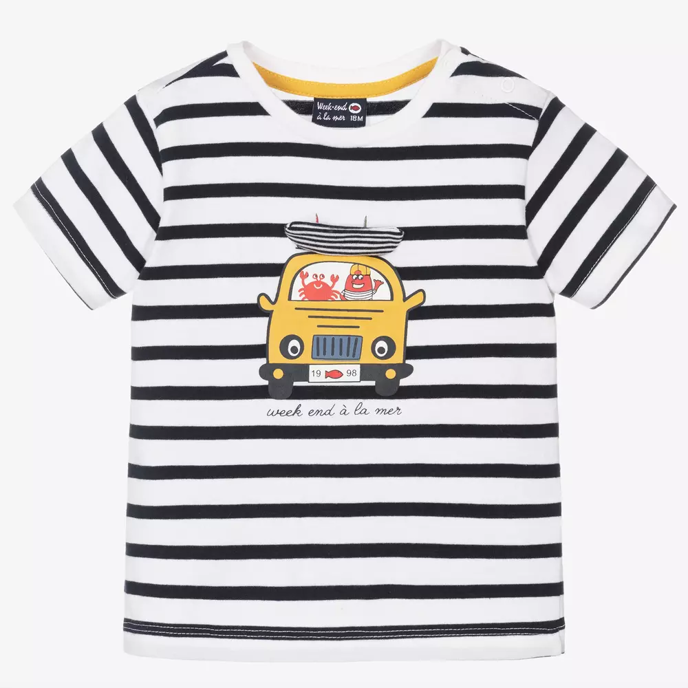 Week-end à la mer-Boys Yellow & White Cotton Shorts Set | Childrensalon Outlet