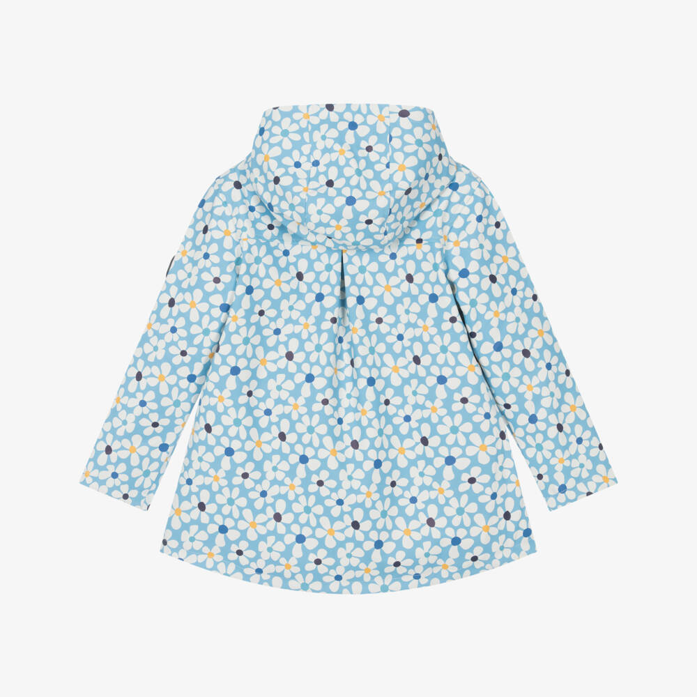 Week-end à la mer-Girls Azure Floral Rain Jacket | Childrensalon Outlet