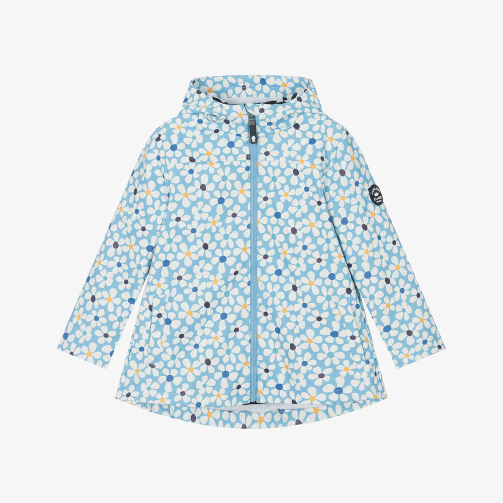 Week-end à la mer-Girls Azure Floral Rain Jacket | Childrensalon Outlet