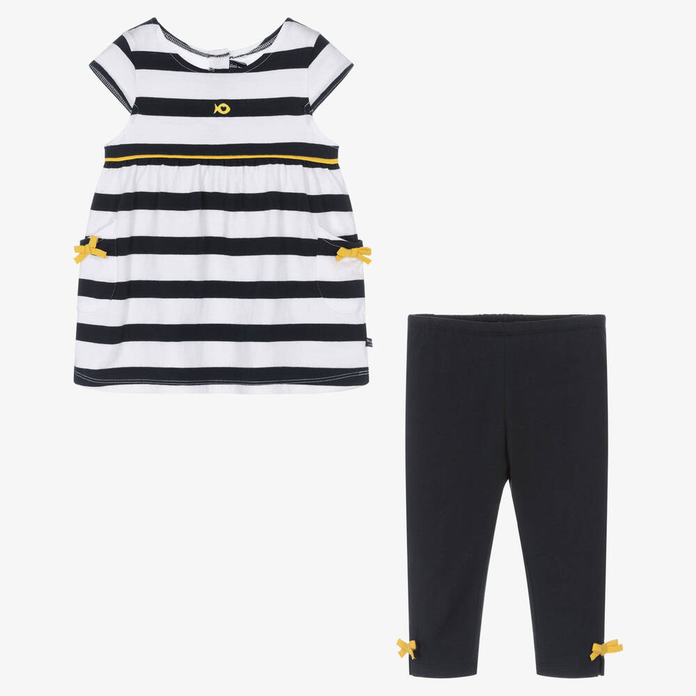 Week-end à la mer-Топ в бретонскую полоску и синие легинсы из хлопка | Childrensalon Outlet