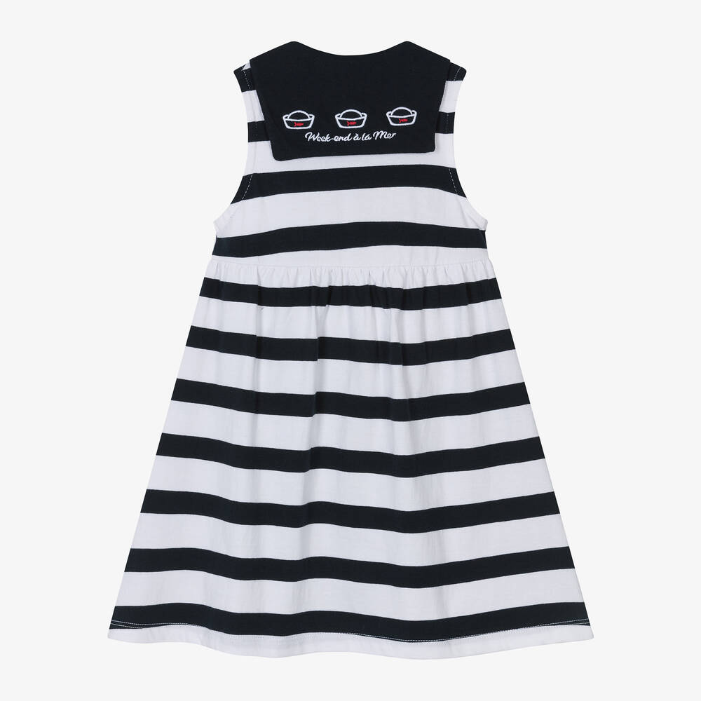 Week-end à la mer-فستان قطن مقلم لون كحلي وأبيض | Childrensalon Outlet