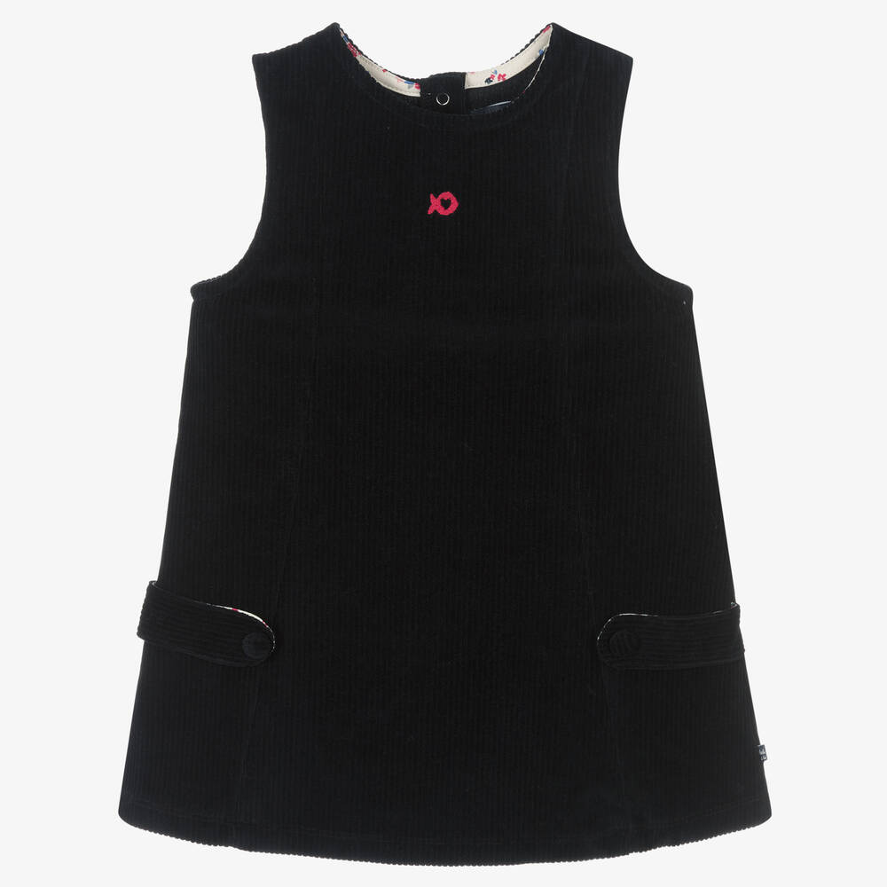 Week-end à la mer - Girls Blue Cord Pinafore Dress | Childrensalon