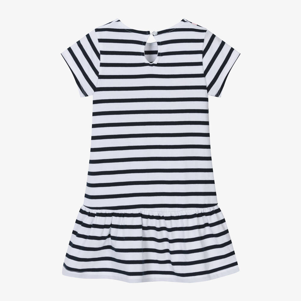 Week-end à la mer-Girls Blue Cotton Breton Stripe Bag Dress | Childrensalon Outlet