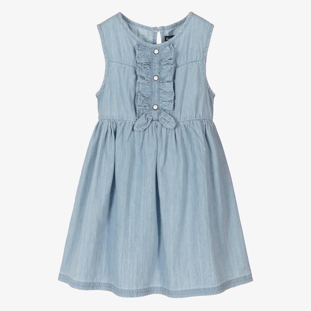 Week-end à la mer-Girls Blue Cotton Chambray Dress | Childrensalon Outlet