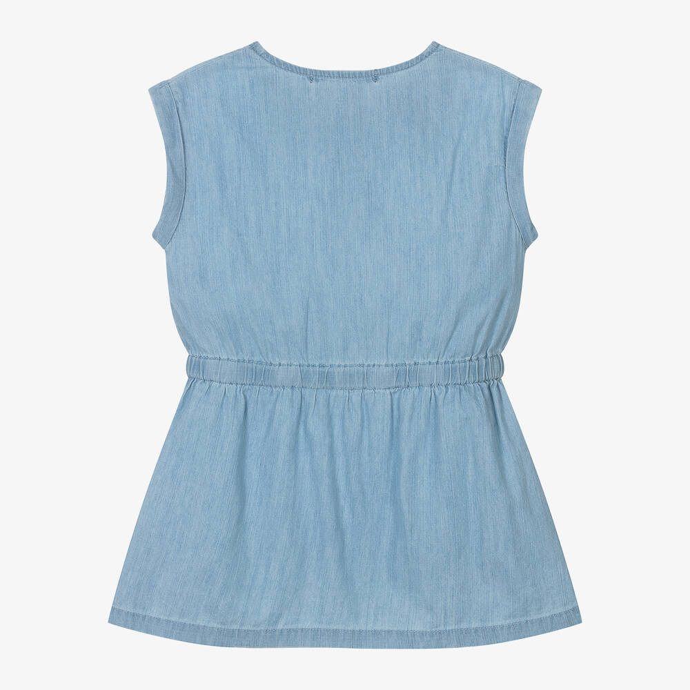 Week-end à la mer-Girls Blue Cotton Chambray Dress | Childrensalon Outlet