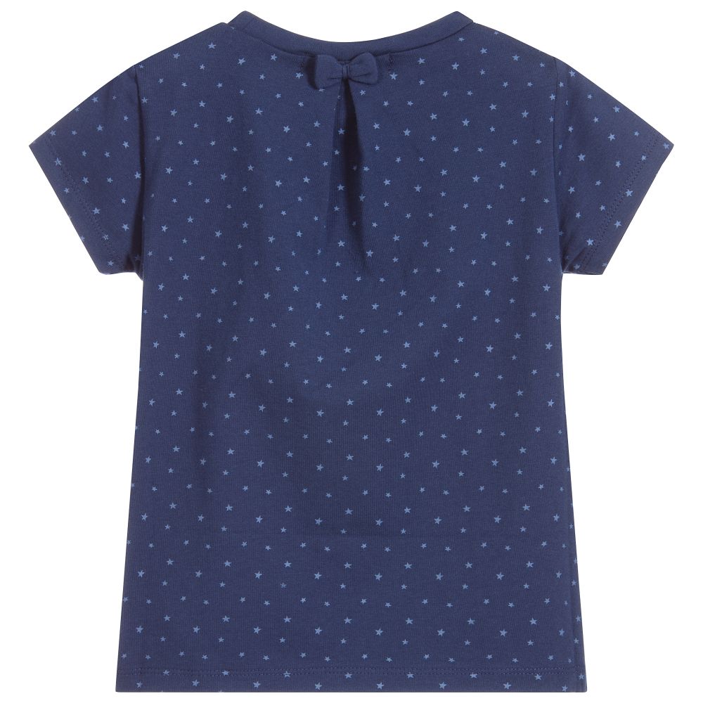 Week-end à la mer-تيشيرت قطن جيرسي لون كحلي للبنات | Childrensalon Outlet