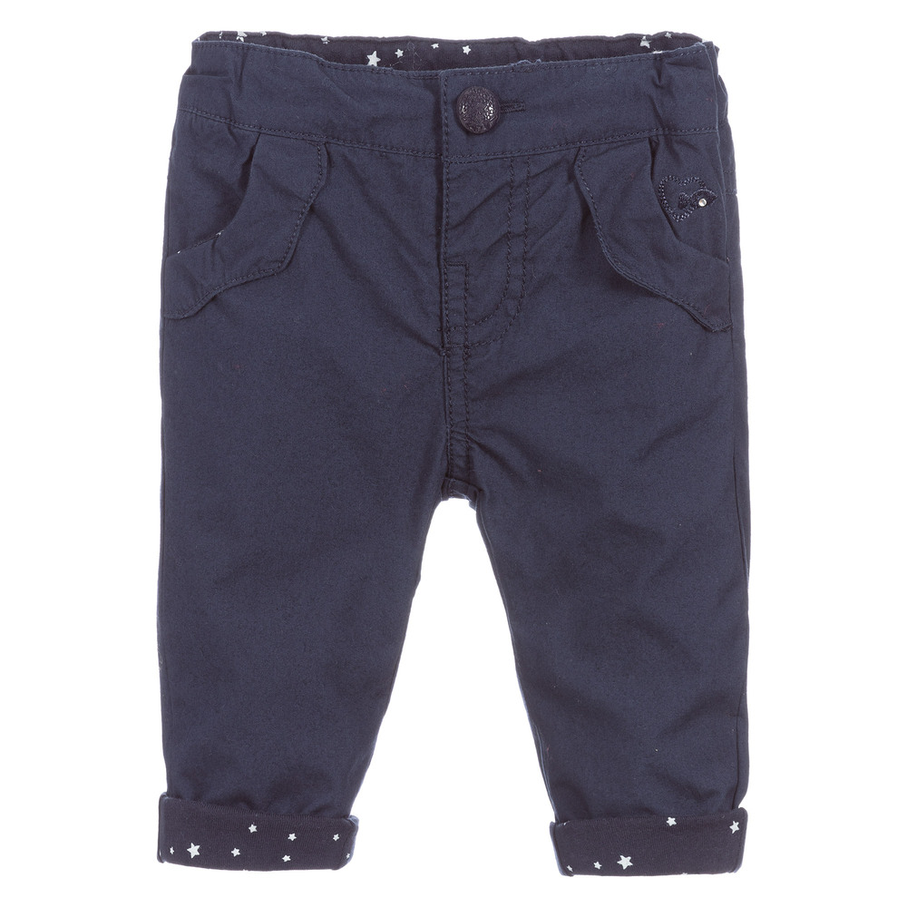 Week-end à la mer-Girls Blue Cotton Trousers | Childrensalon Outlet