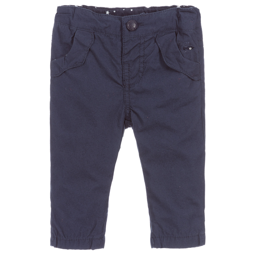 Week-end à la mer - Girls Blue Cotton Trousers | Childrensalon