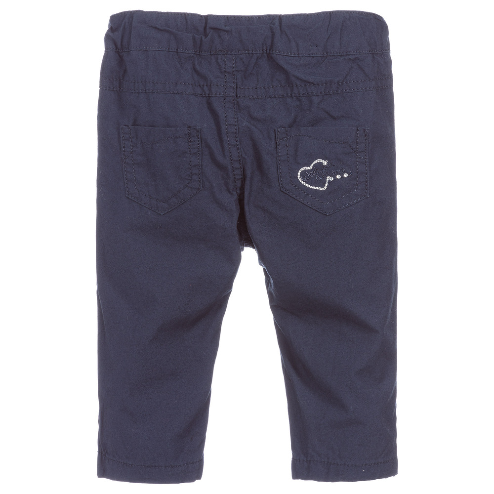 Week-end à la mer-Girls Blue Cotton Trousers | Childrensalon Outlet