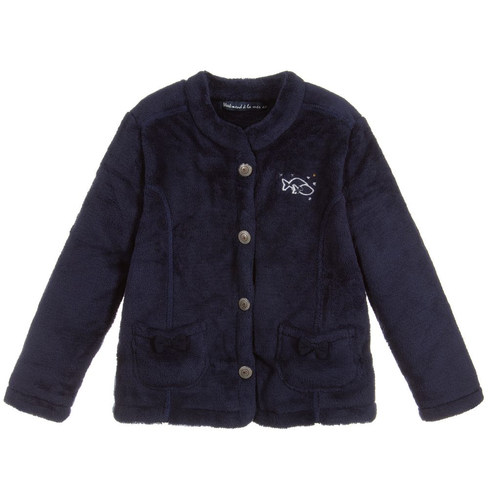 Week-end à la mer - Girls Blue Fleecy Jacket | Childrensalon