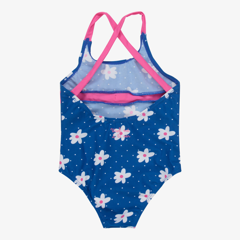 Week-end à la mer-Girls Blue Floral Swimsuit | Childrensalon Outlet