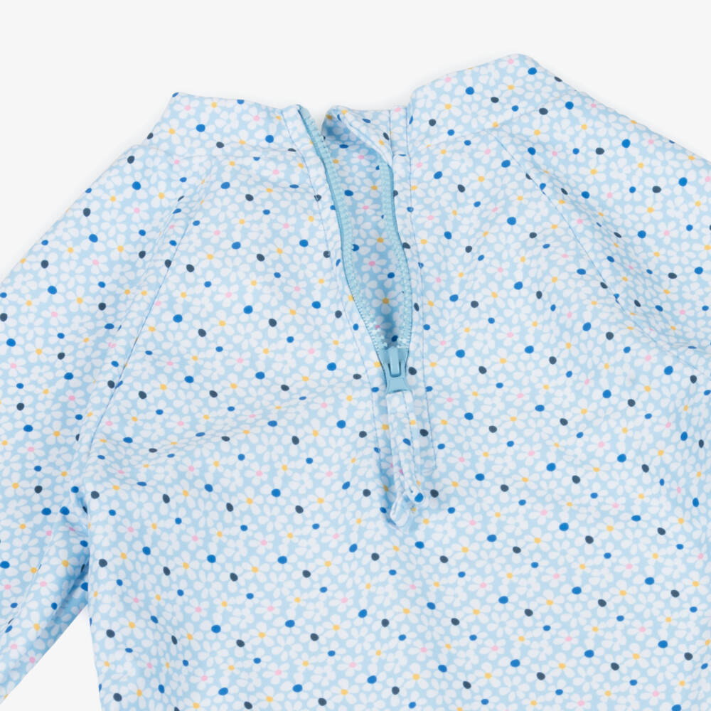 Week-end à la mer-Girls Blue Floral UPF50 Swimsuit | Childrensalon Outlet