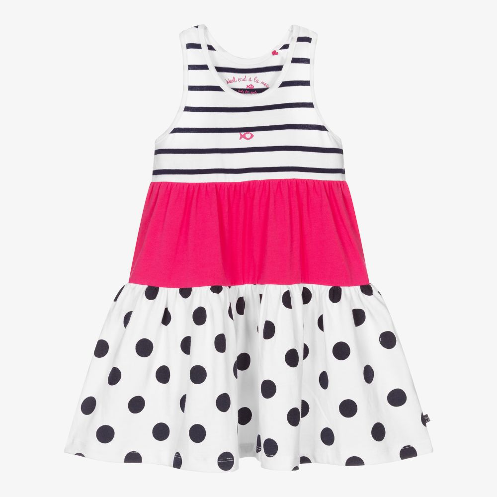 Week-end à la mer-Girls Blue & Pink Cotton Dress | Childrensalon Outlet