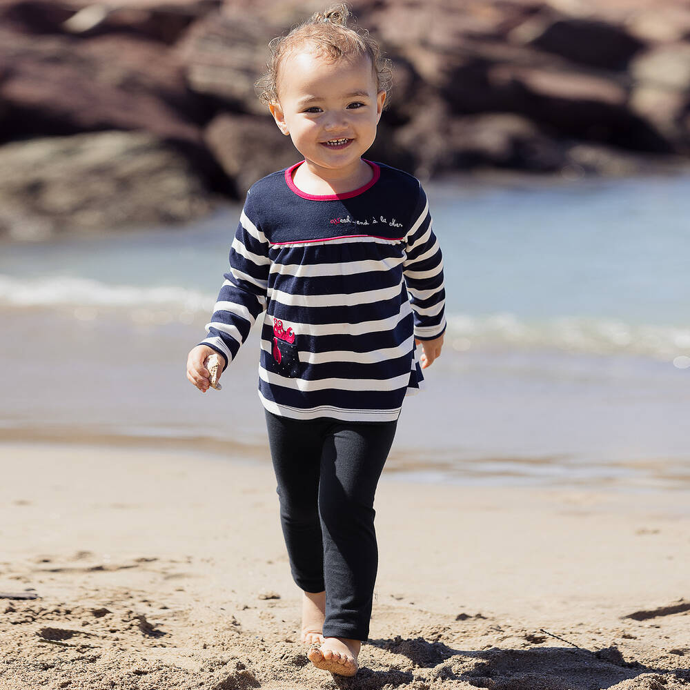 Week-end à la mer-Girls Blue Reversible Leggings | Childrensalon Outlet