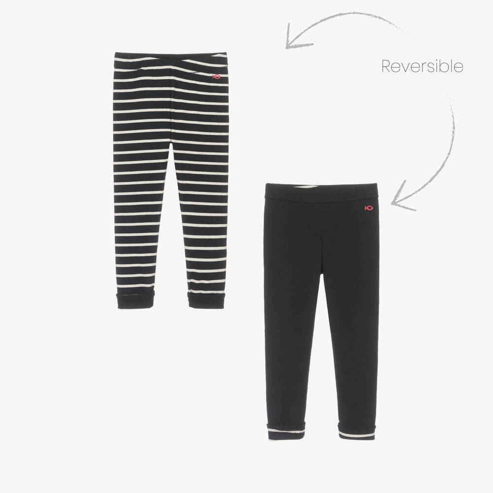 Week-end à la mer - Girls Blue Reversible Leggings | Childrensalon