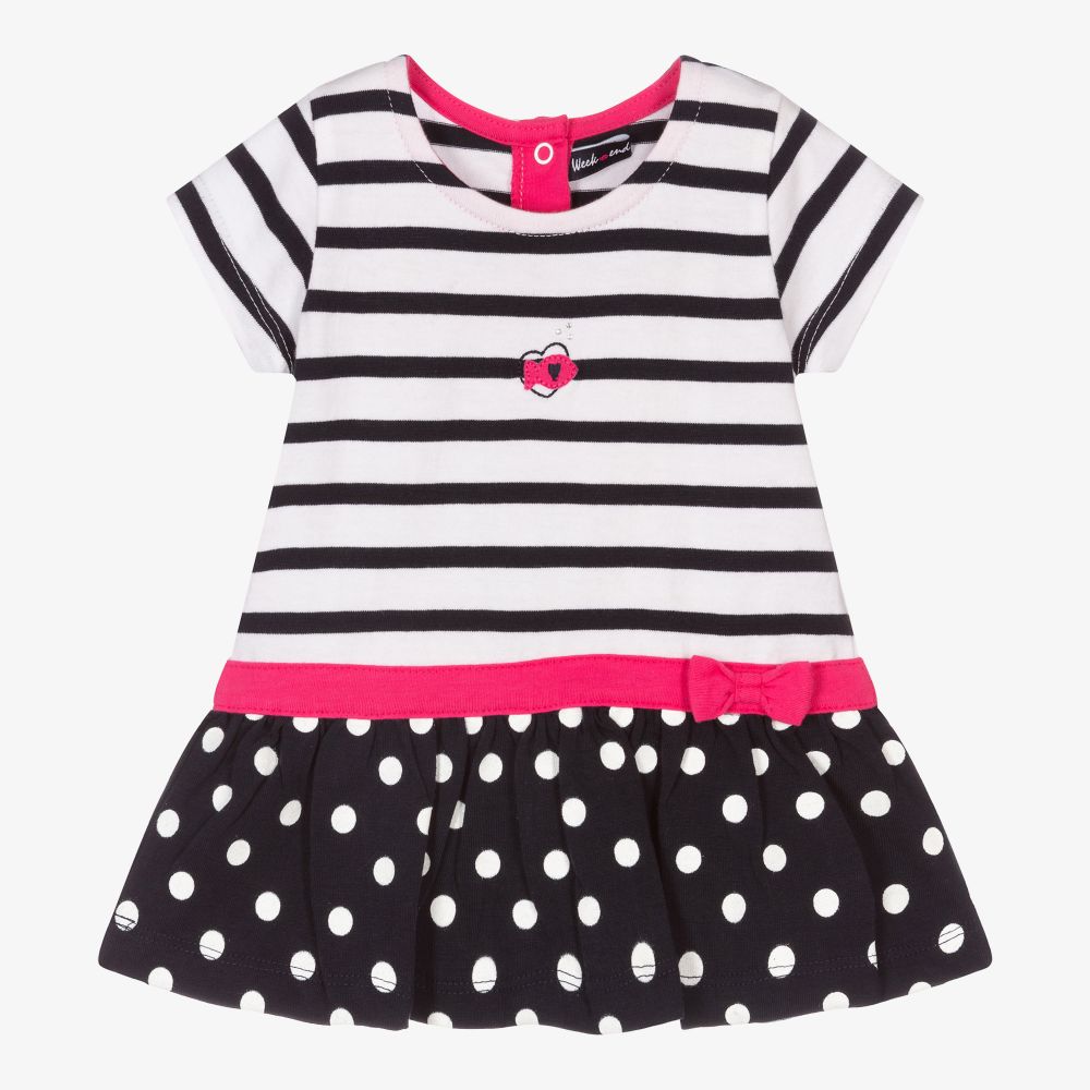 Week-end à la mer-Girls Blue Stripe & Dot Dress | Childrensalon Outlet