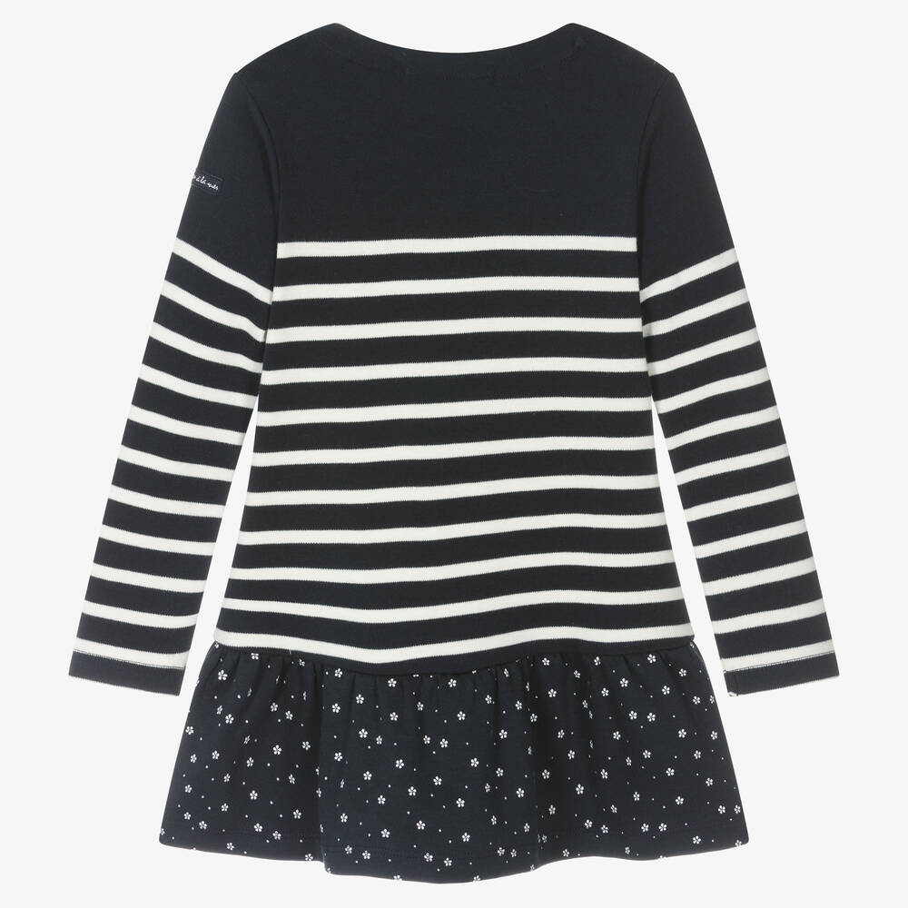 Week-end à la mer-فستان قطن جيرسي مقلّم لون كحلي وأبيض | Childrensalon Outlet