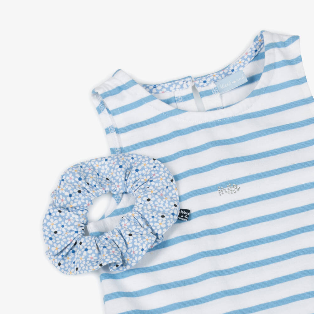 Week-end à la mer-Girls Breton Blue Striped Frock | Childrensalon Outlet