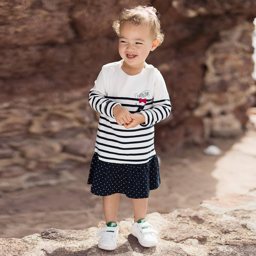 Week-end à la mer-Girls Breton Stripe Dress | Childrensalon Outlet