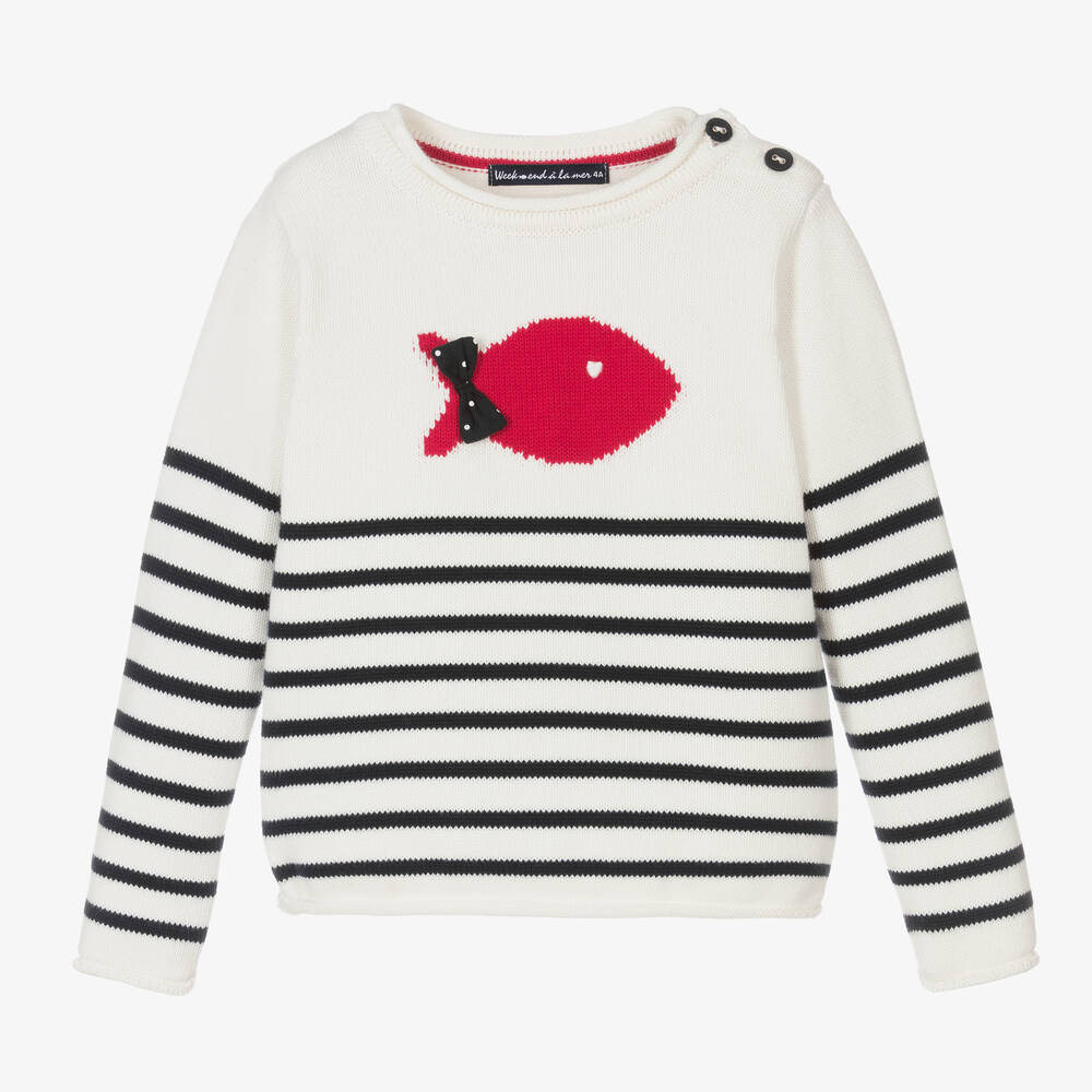 Week-end à la mer - Girls Breton Stripe Sweater | Childrensalon