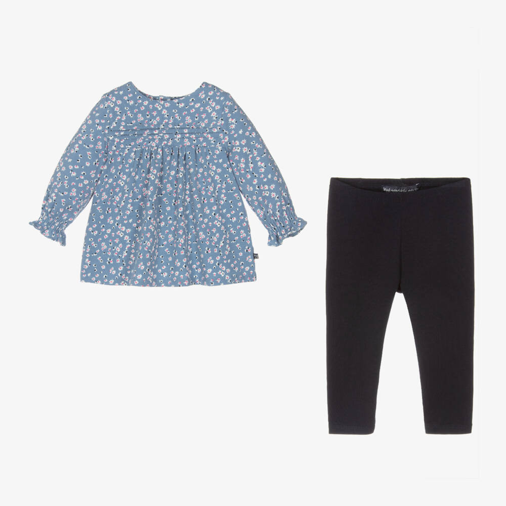 Week-end à la mer-Girls Cotton Floral Outfit Set | Childrensalon Outlet