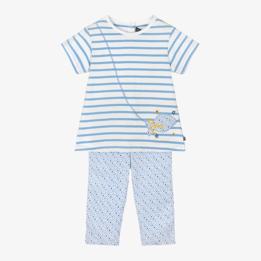 Week-end à la mer-Girls Cotton Leggings & Tee Set | Childrensalon Outlet