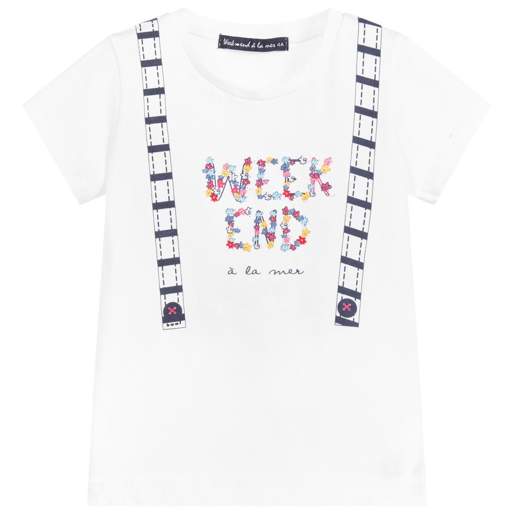 Week-end à la mer - Girls Cotton Logo T-Shirt | Childrensalon