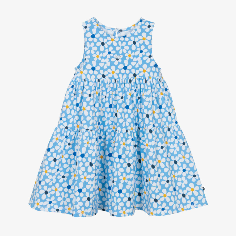 Week-end à la mer-Girls Floral Blue Cotton Sundress | Childrensalon Outlet