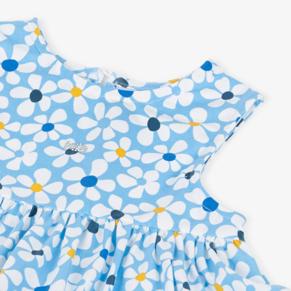 Week-end à la mer-Girls Floral Blue Cotton Sundress | Childrensalon Outlet
