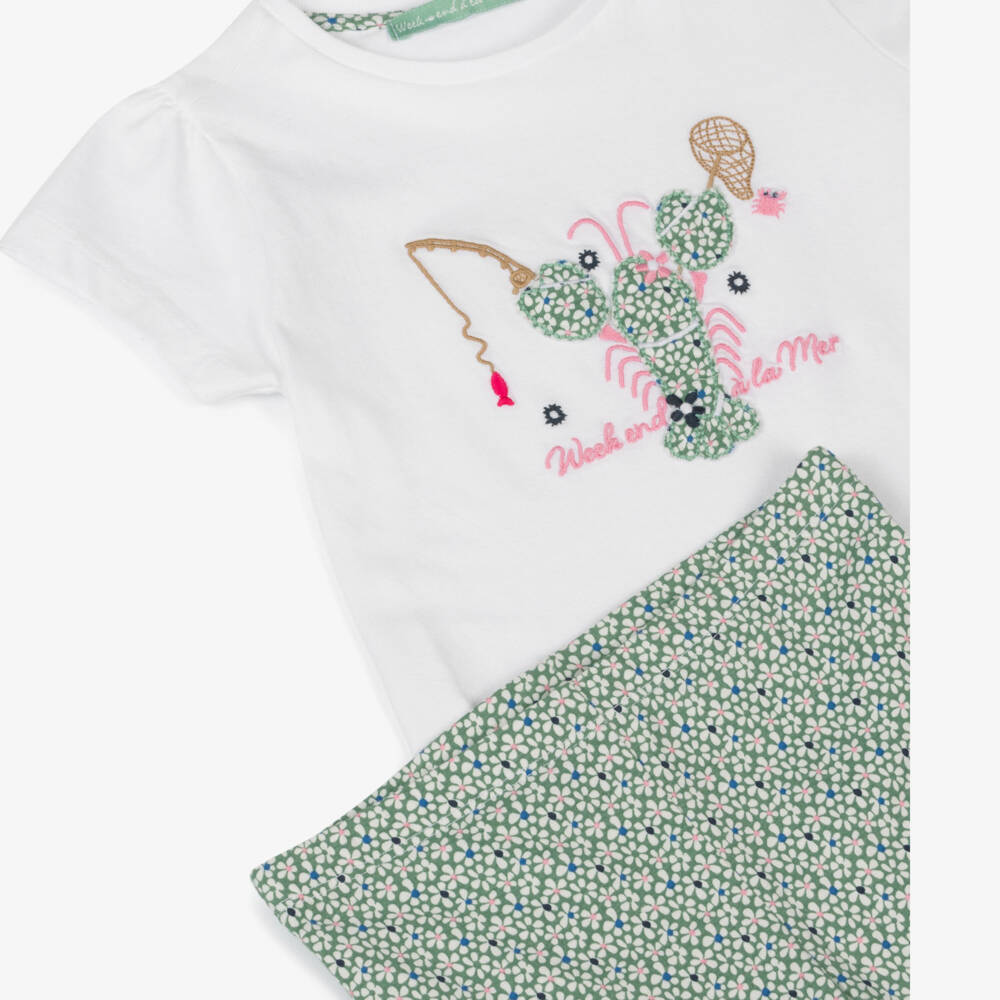 Week-end à la mer-Комплект леггинсов с цветочным узором и лобстерами для девочек | Childrensalon Outlet