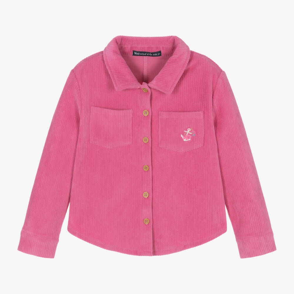 Week-end à la mer-Girls Fuchsia Corduroy Blouse | Childrensalon Outlet