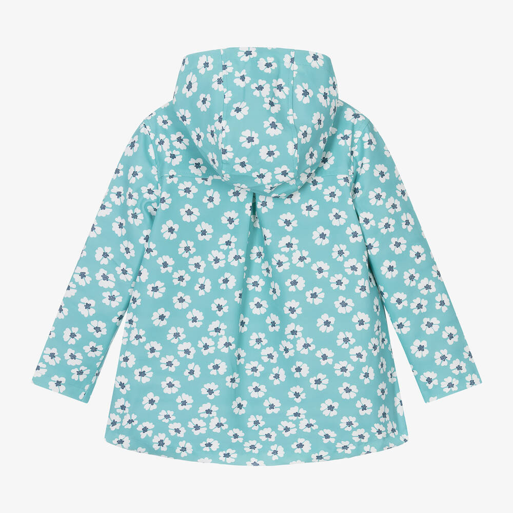 Week-end à la mer-Girls Green Floral Raincoat | Childrensalon Outlet