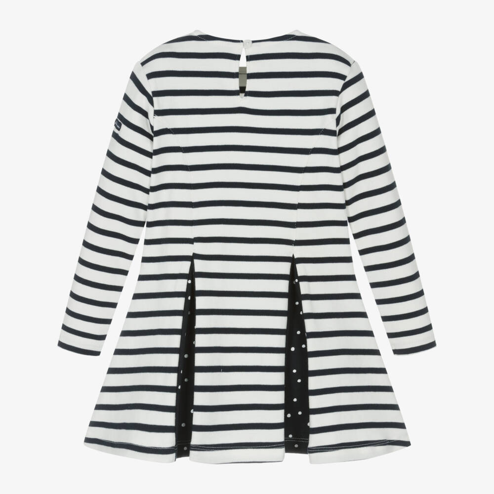 Week-end à la mer-Girls Ivory and Navy Striped Dress | Childrensalon Outlet