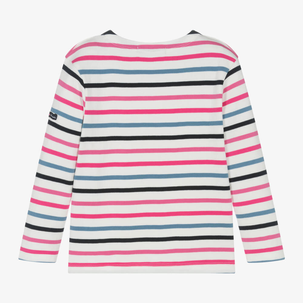Week-end à la mer-Girls Ivory Multi Stripe Cotton Top | Childrensalon Outlet