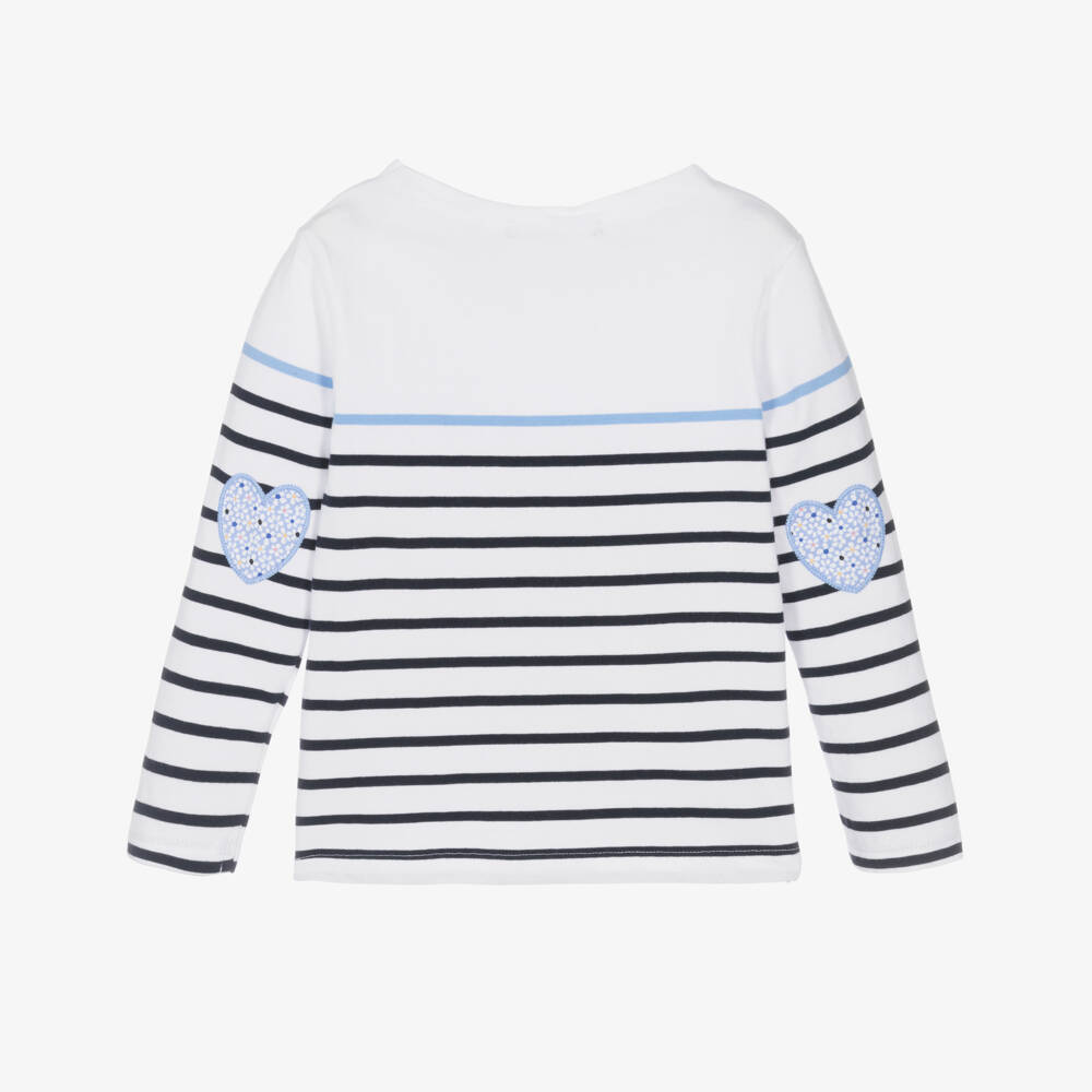 Week-end à la mer-Girls Nautical Blue Stripe Cotton Tee | Childrensalon Outlet