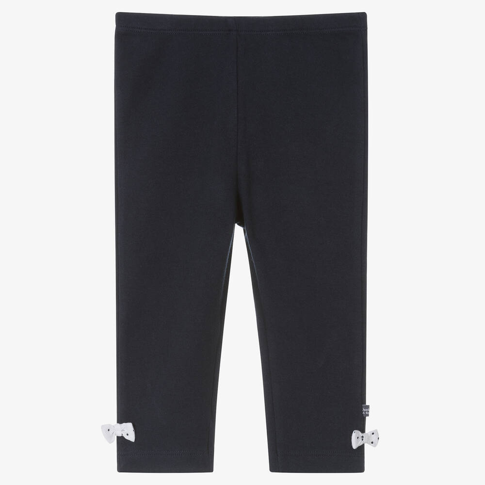 Week-end à la mer-Girls Navy Blue Bow Leggings | Childrensalon Outlet