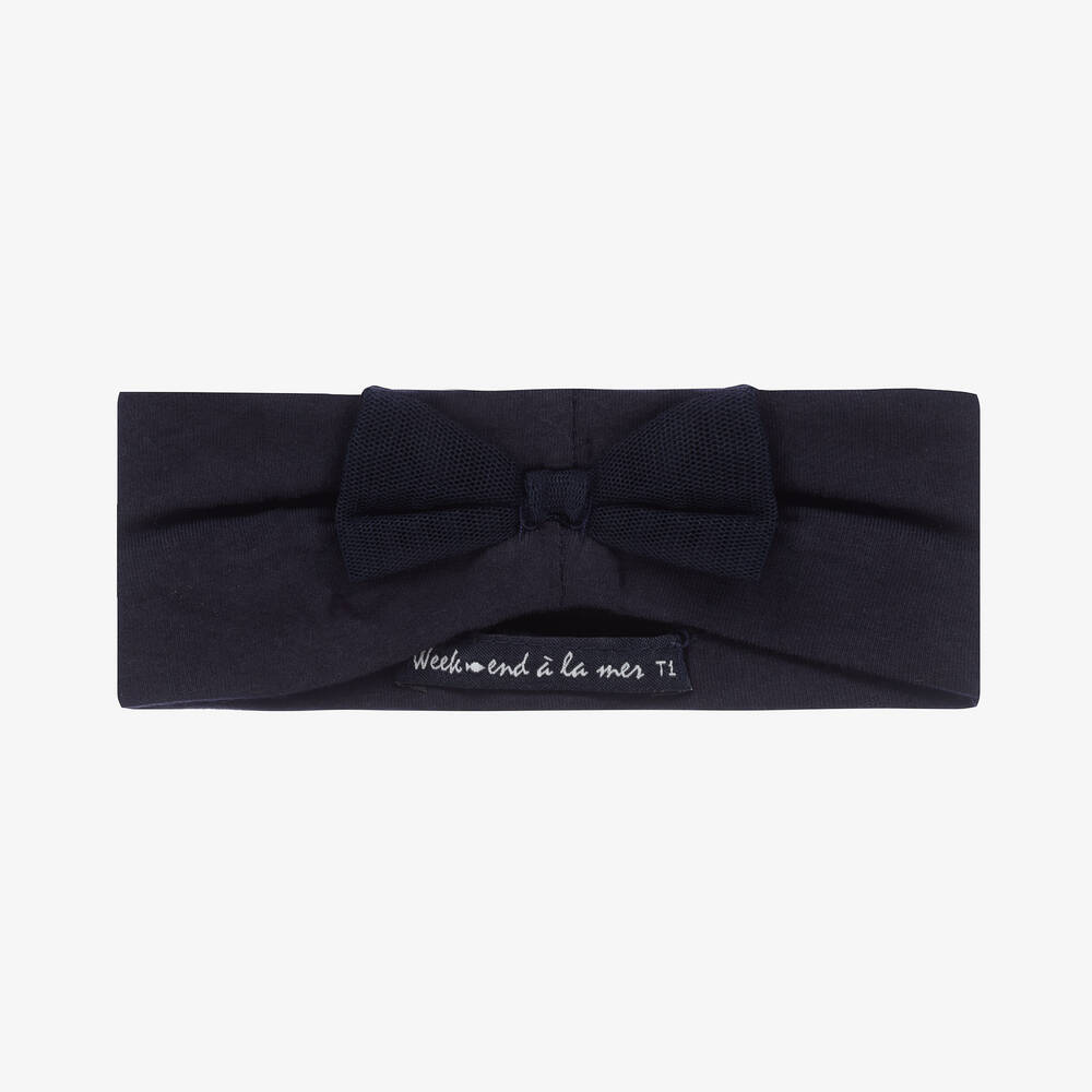 Week-end à la mer-Girls Navy Blue Cotton Headband | Childrensalon Outlet