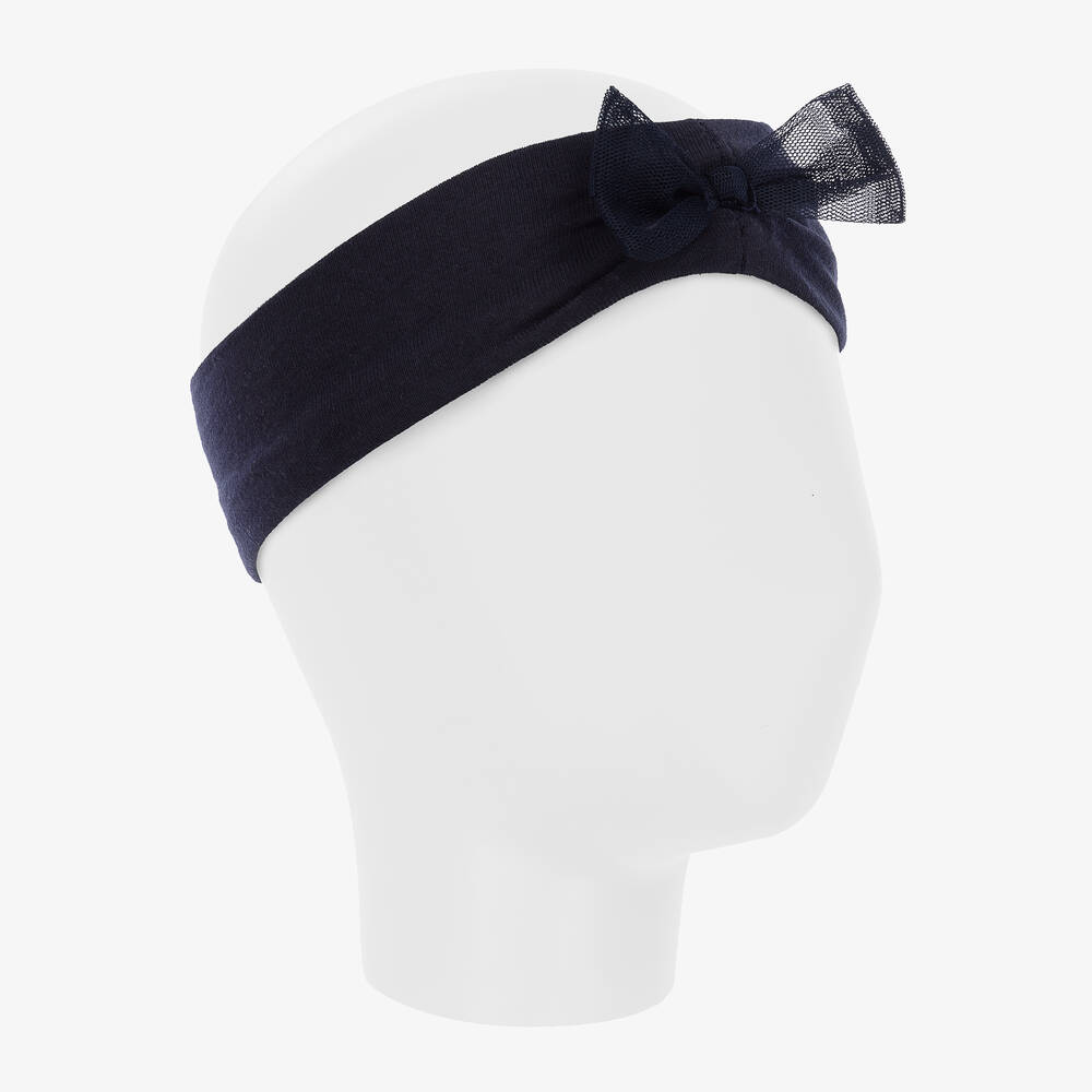 Week-end à la mer-Girls Navy Blue Cotton Headband | Childrensalon Outlet