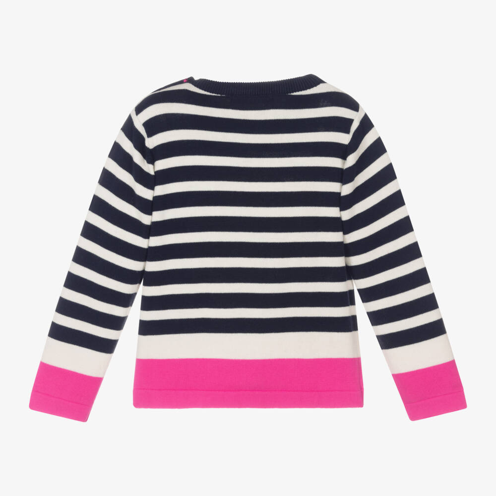 Week-end à la mer-Girls Navy Striped Cotton Jumper | Childrensalon Outlet