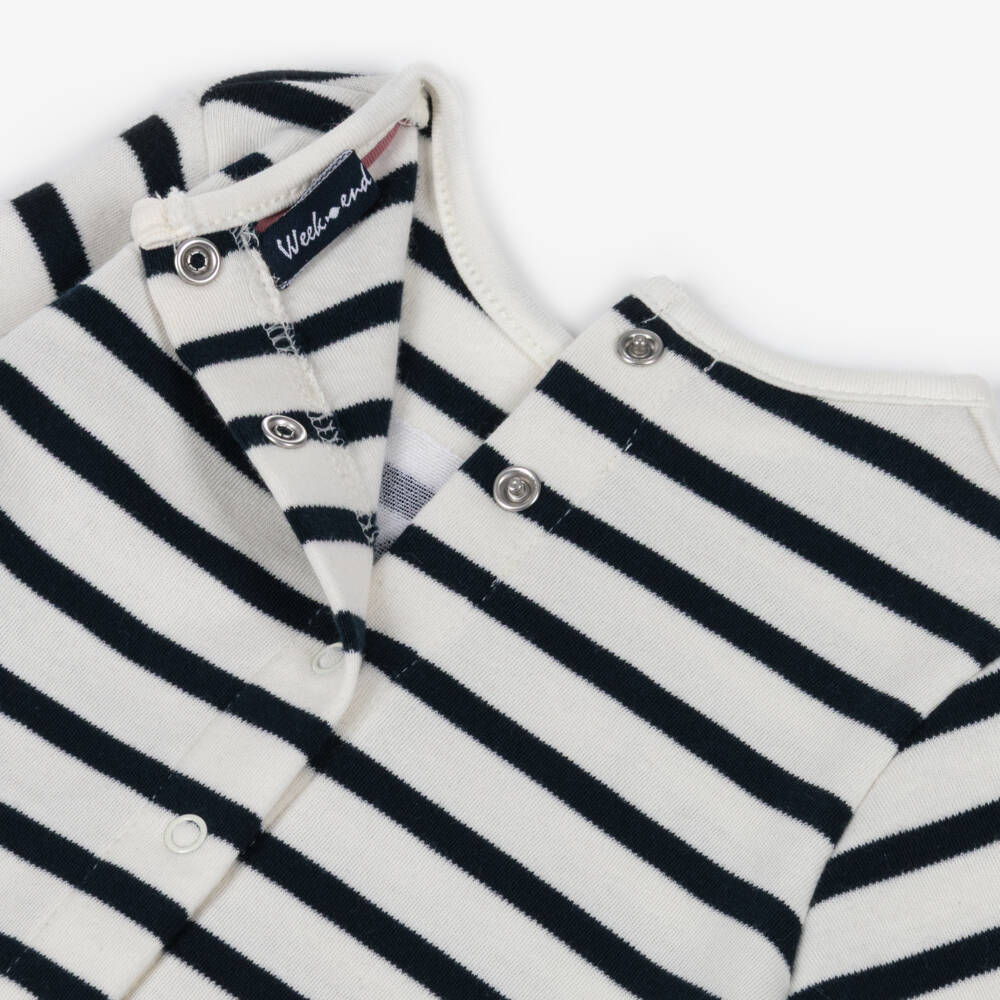 Week-end à la mer-Girls Navy Striped Jersey Leggings Set | Childrensalon Outlet