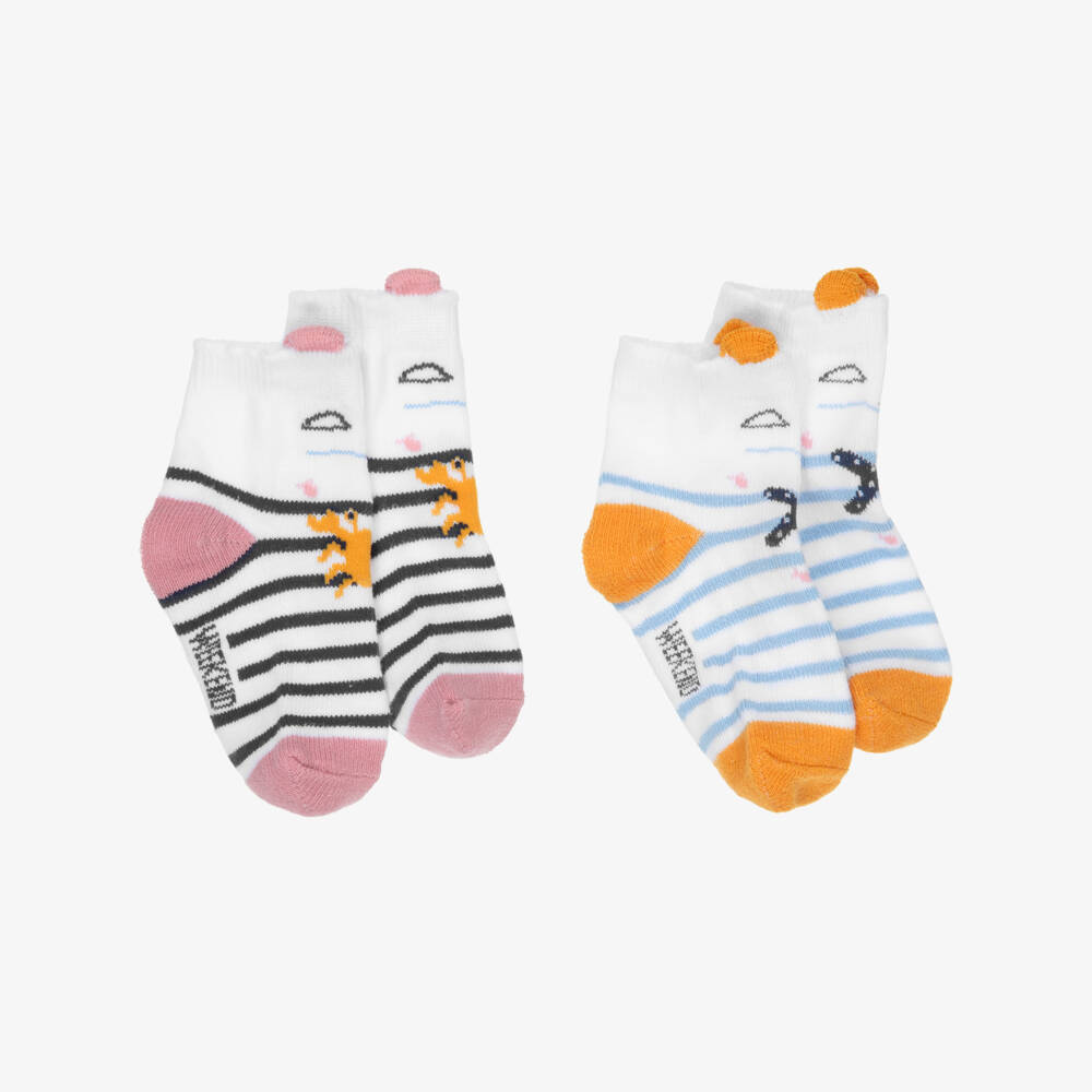 Week-end à la mer-Girls' Ocean-Themed Blue Stripe Socks Duo | Childrensalon Outlet
