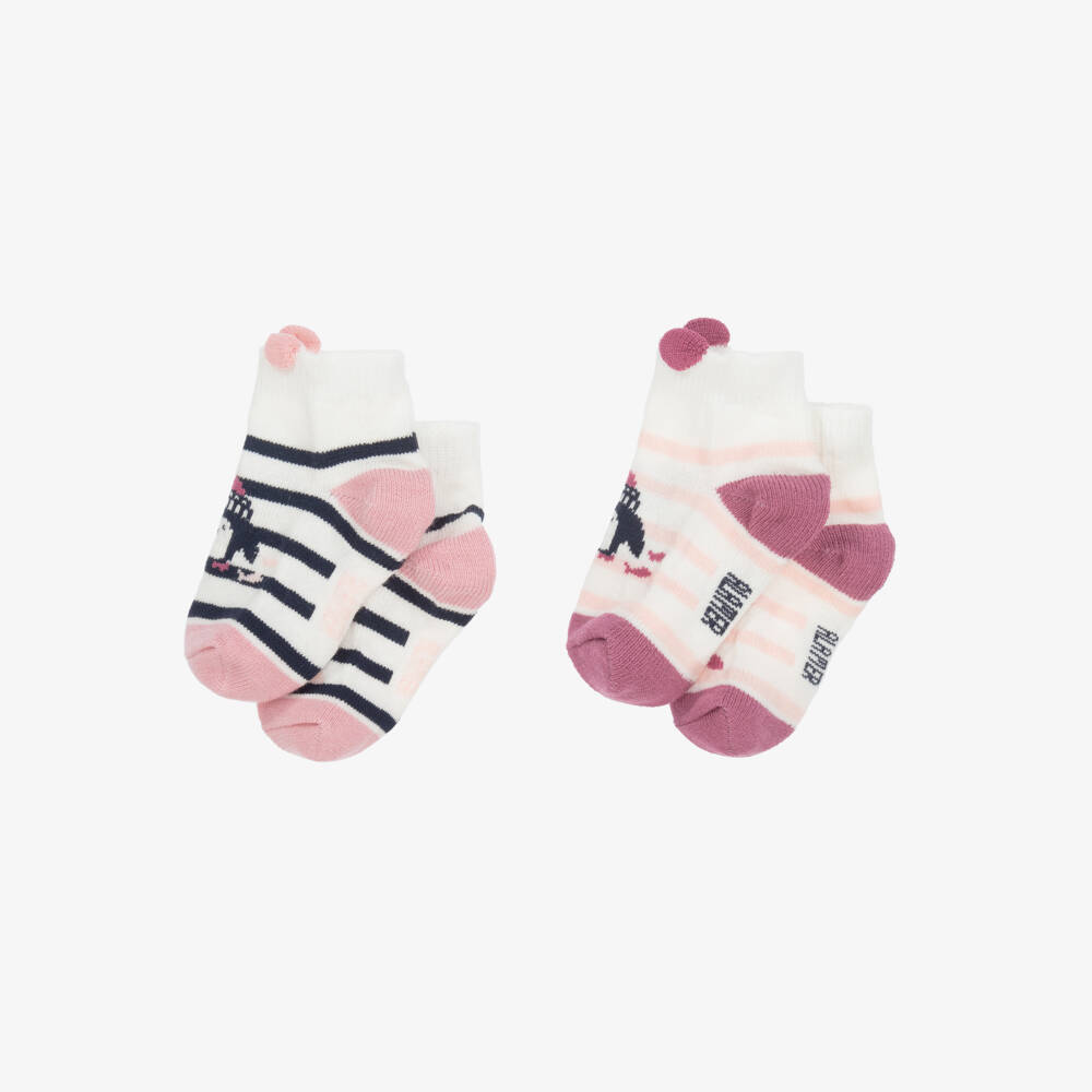 Week-end à la mer-Носки в розовую и синюю полоску для девочек | Childrensalon Outlet
